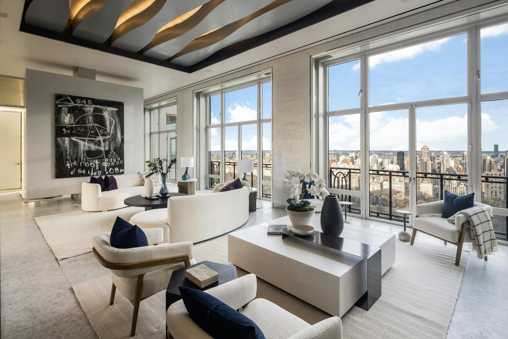 Meridith-Baer-Home-Home-Staging-New-York-Lincoln-Square-Penthouse-Highrise-Condos-and-Lofts-Transitional-Living-Room-And-Chairs-Around-Coffee-Table